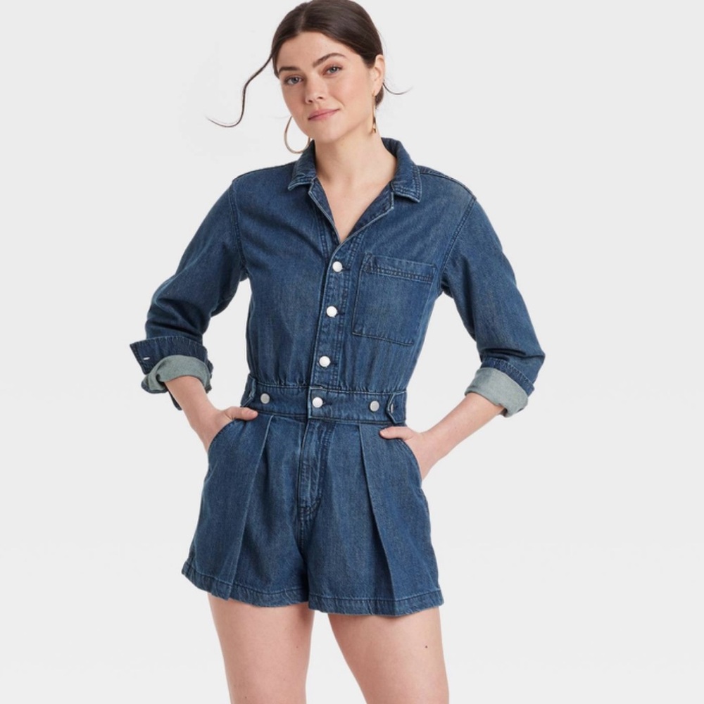 Universal Thread Stretch Denim Romper 6
